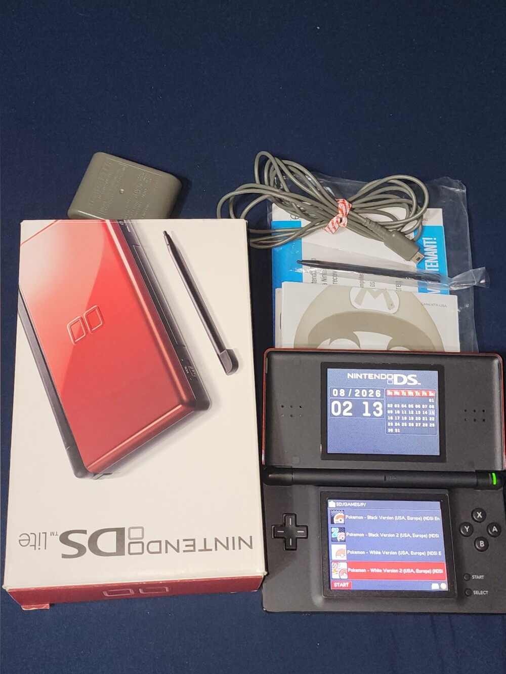 Crimson Red DS Lite With 300+ Games CIB